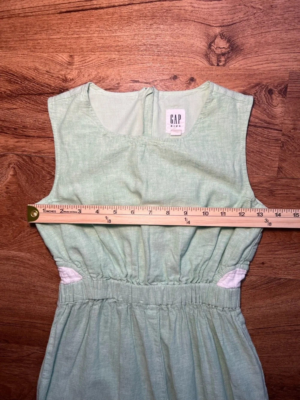 GAP Kids Linen Blend Jumpsuit Girls M 8-9 Mint Green Wide Leg summer Romper